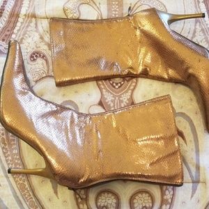 Gold Faux Snakeskin Boots